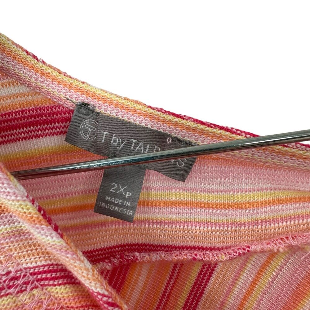 Talbots Top Size 2Xp 2X Petite Women's Pink Colorful 3/4 Sleeve Boat Neck Cotton - Picture 9 of 11